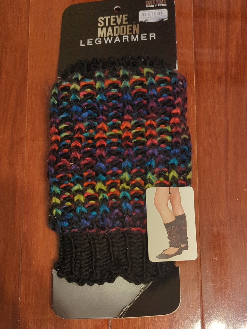 Steve Madden Black Multicolor Chunky Knit Leg Warmers